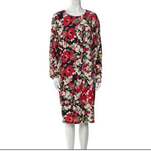 Neiman Marcus Womens size medium Floral Print Knee Length long sleeve Dress